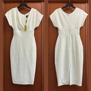 XS CURVY IVORY ALEXIA ADMOR NAOMI V NECK DRESS - BRAND NEW WITH TAGS